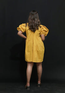 24 Karat Yellow Cotton Womens Nursing Maternity Dress with Hidden Nursing Features